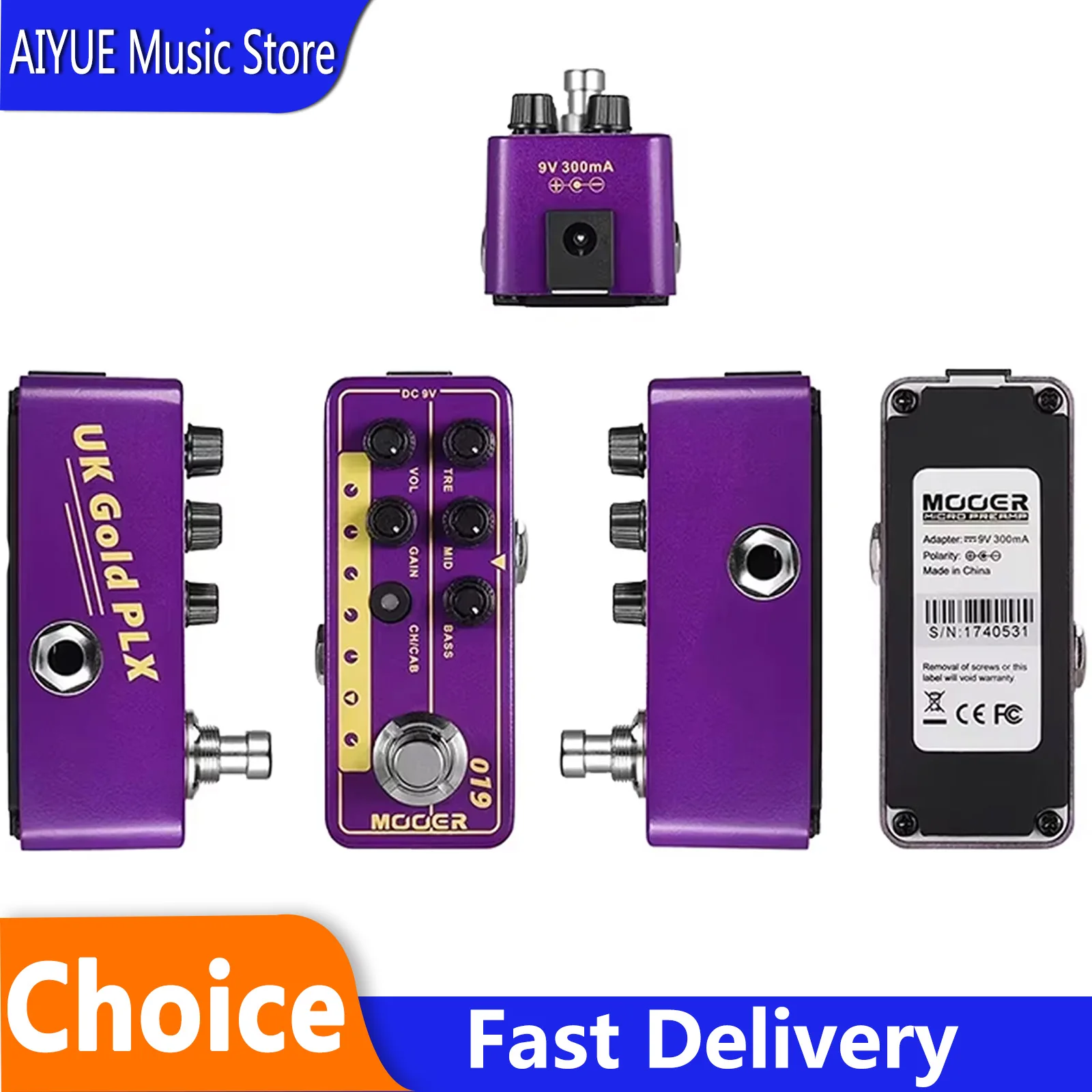Pedal de Efeito para Guitarra MOOER 019 UK Gold PLX, Micro Pré-Amplificador Digital, Simulação de Caixa de Som Clássica dos Anos 70, Peças para Guitarra