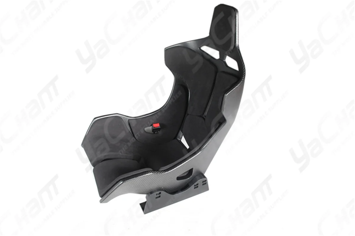 Universal Dry Carbon Racing Seat w/ Black Or Blue Cushion / Bracket / Seat Rail / Safety Belt Buckle