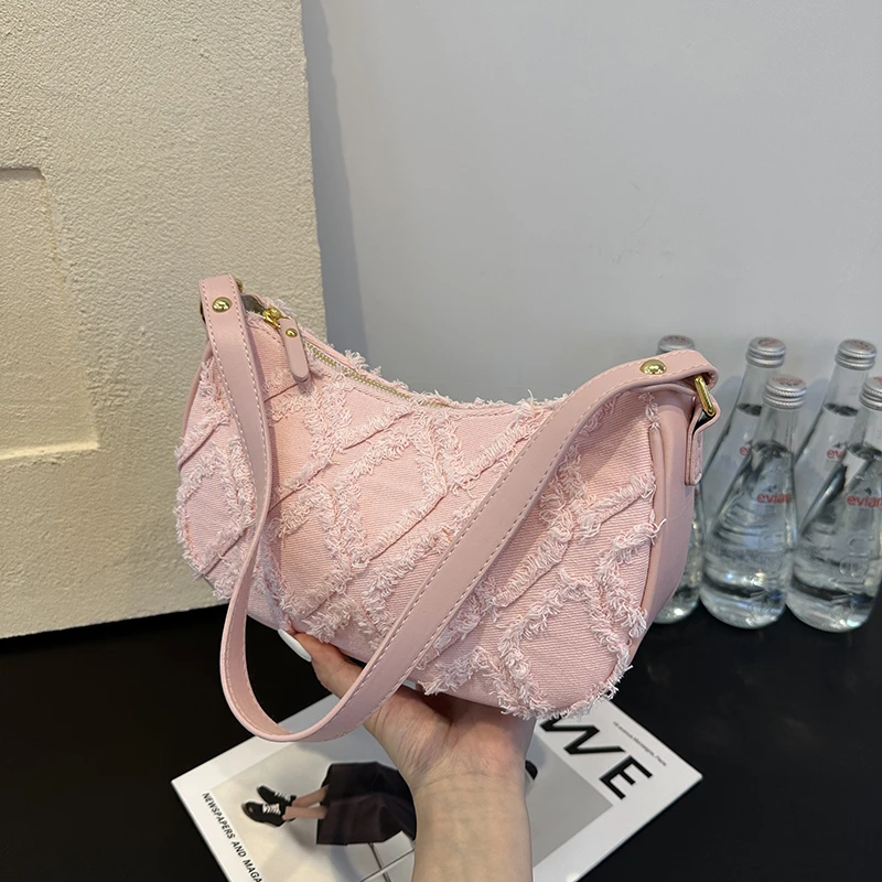 

PU Leather women cresent bags luxury handbags new simple high quality shoulder crossbag commuter