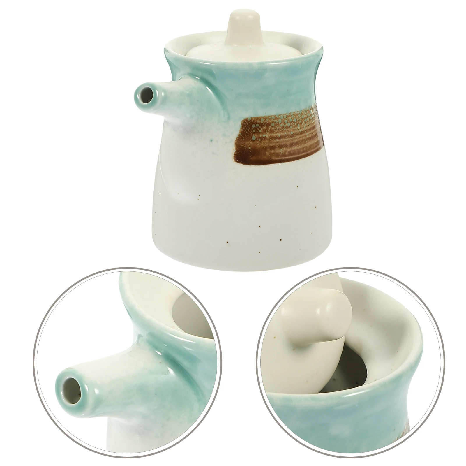 

Japanese Style Ceramic Soy Sauce Container Oil Vinegar Dispenser for Kitchen Restaurant Home Use Multi-Function Seasoning Pot