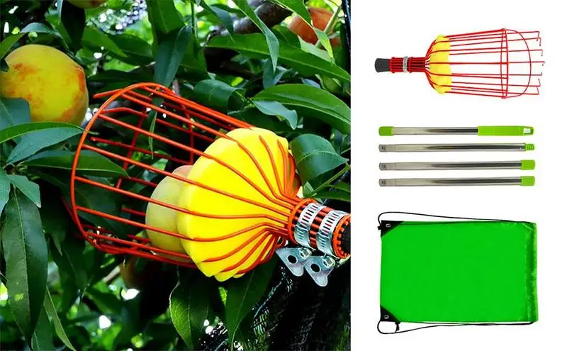 

1pc Garden Basket Fruit Picker Head Fruit Picking with Telescopic Handle Portable Fruit Picker Picking Loquat Bayberry Plum Tool