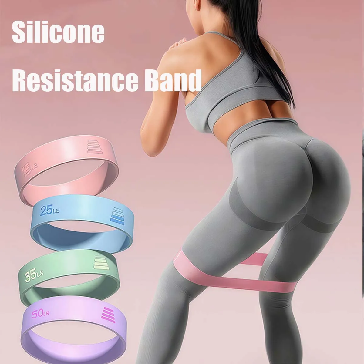 

15-50LBS Fitness Silicone Resistance Bands Exerciser Muscle Trainer Tension Elastic Ring Home Yoga Gym Arm Leg Strength Training
