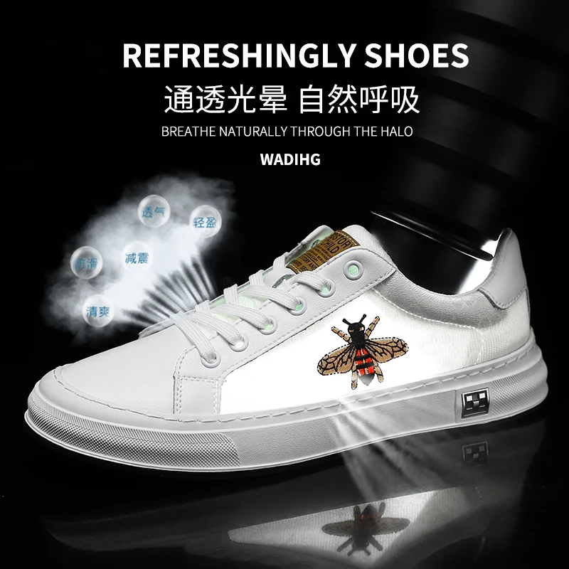 

Осенняя новая корейская мужская обувь, кожаные повседневные белые туфли, универсальные повседневные туфли, низкие туфли на плоской подошве с низким верхом