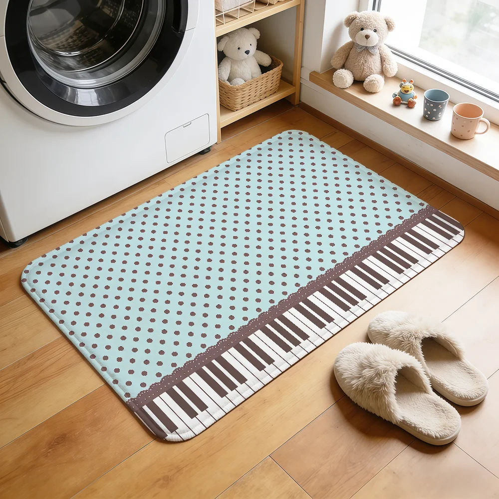 Retro style art piano key polka dot Door Mat hogar Bedside Rug Bath Floor Mat Hallway Balcony Carpet Entrance Doormat Decor Home