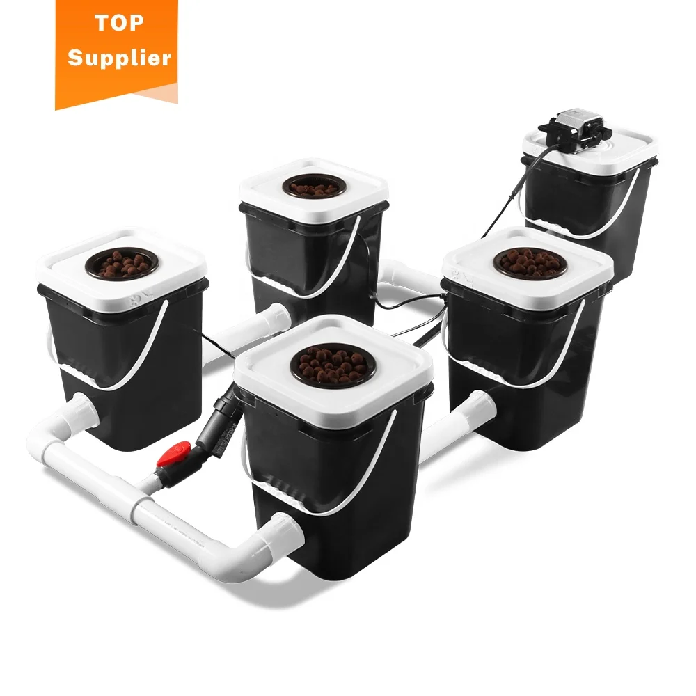 SunPlus New Deep Water Culture 5 Gallon 4 6 8 10 12 Site Bubble Flow Buckets DWC RDWC Hydroponic Growing System Kits