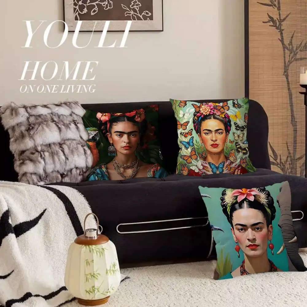 Artist F-Frida K-Kahlo Cushion Cover Car Throw Pillow Case For Sofa Car Christmas Gift 40x40cm 45x45cm