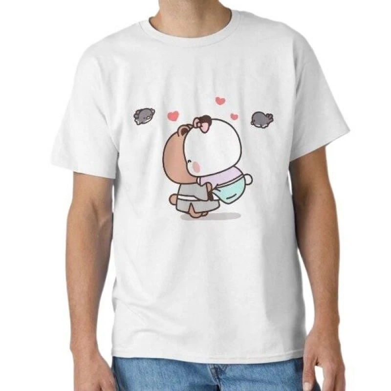 

Two Love Birds Funny Gift t shirt ‌kawaii‌ Panda Bear Cartoon Graphic tee Cute Y2K Clothes 100% cotton All size Tee S-6XL