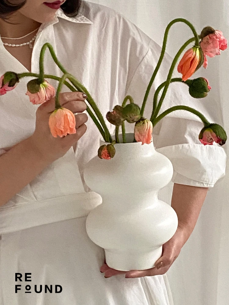 

Original ReFound Cerc Flower Vase Patent Design Fat Ring Circle Nordic Matte Glaze Simple Small ence Home Decorations