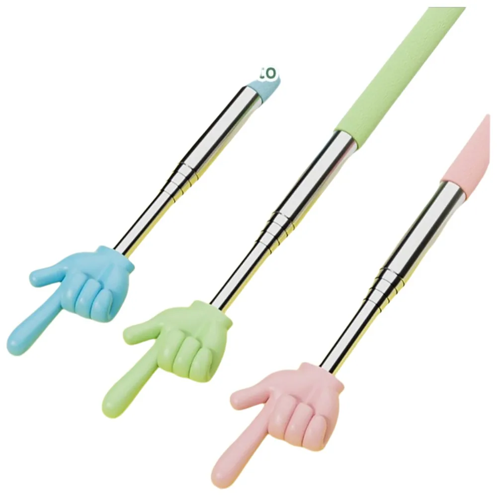 Stainless Steel Teaching Pointer Telescopic Rod Finger Design Teaching Stick Finger Reading Sticks School Office Supplies