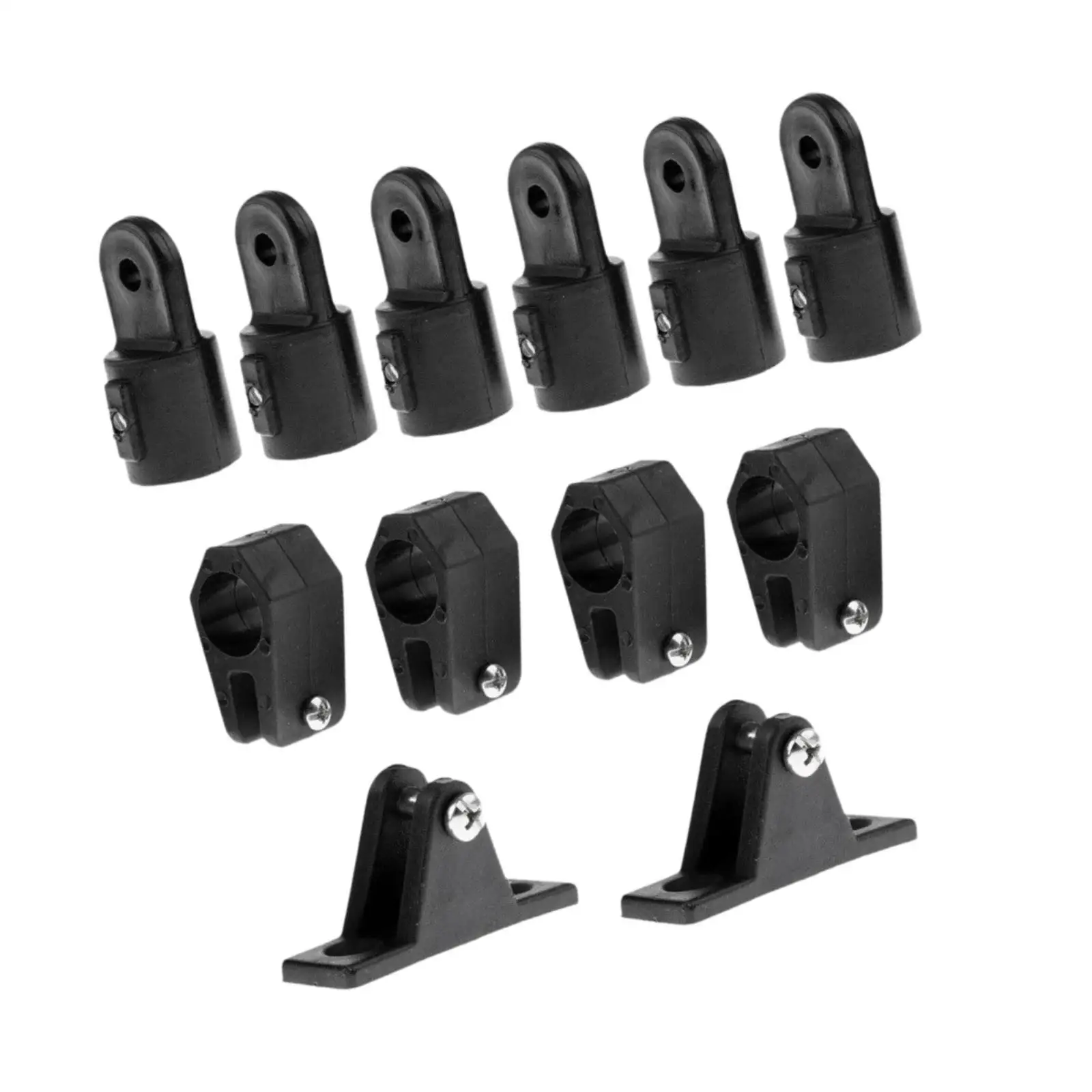 Comprehensive 12 Piece Boat Awning Slide Black Nylon Bimini Top Fittings Hardware Set for Marine Vessels Installation