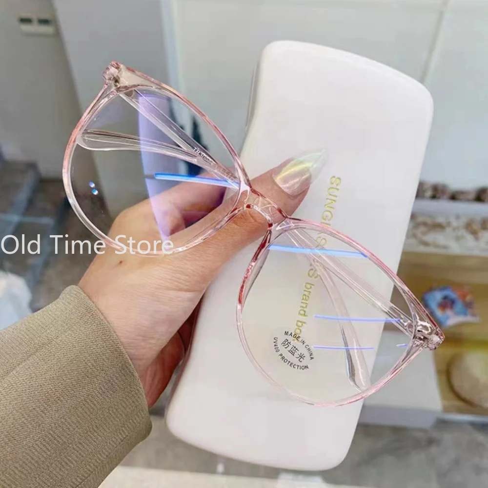 Transparent Computer Glasses Frame Women Men Anti Blue Light Round Glasses Blackout Glasses Optical Lenses