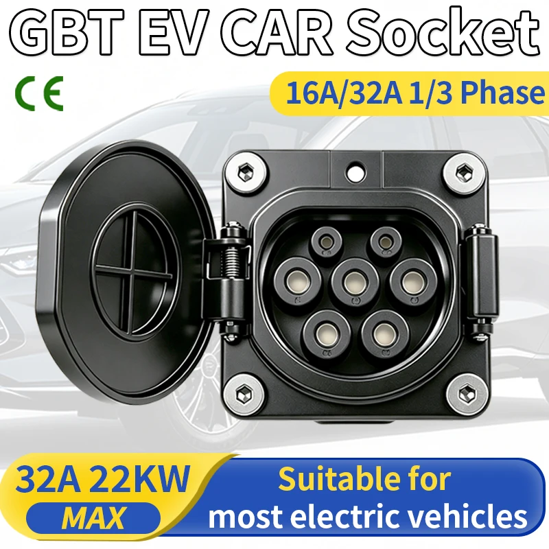GB/T EV Female Socket 16A/32A 3.5KW/7KW/11KW/22KW Electric Vehicle GBT Charging Connector Socket For China EV Charging Station
