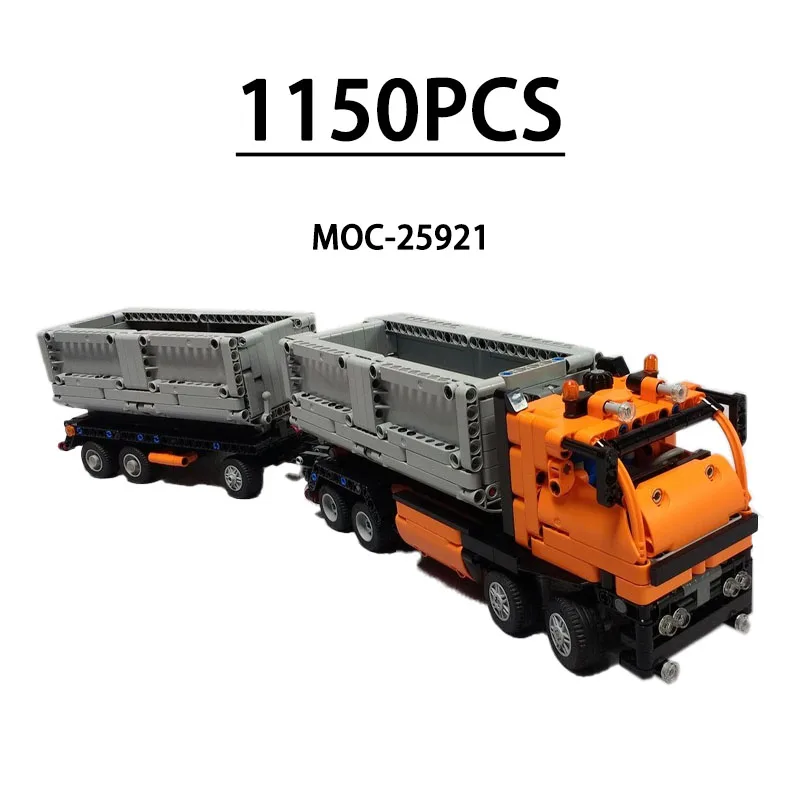 MOC-25921 Building Block Container Truck Model Ornament, 1150 Pieces, Children's Birthday, Christmas, and New Year Toy Gift