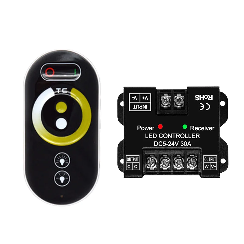 Small Iron Shell Controller Touch Remote Control Indicator Dc5-24V 30A 6Key Single Light Cct Rgb Smd Cob Strip Dimmer Controller