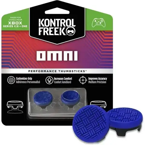Xbox One 및 Xbox 시리즈 X 컨트롤러용 KontrolFreek Omni, 성능 썸 스틱 2 개, 로우 라이즈 오목 2 개, 파란색