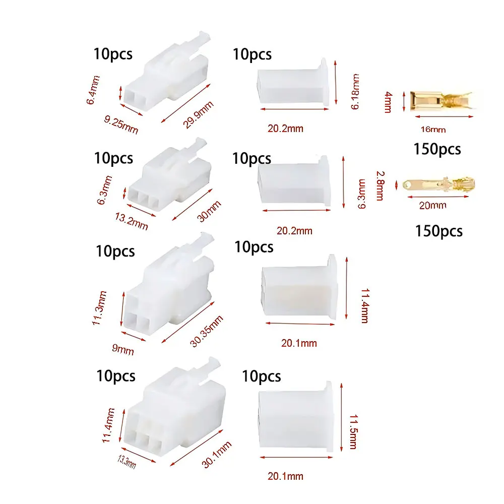 380PCS 2/3/4/6pin cable connector car female plug connector car ship electric male and female terminal motorcycle terminal set