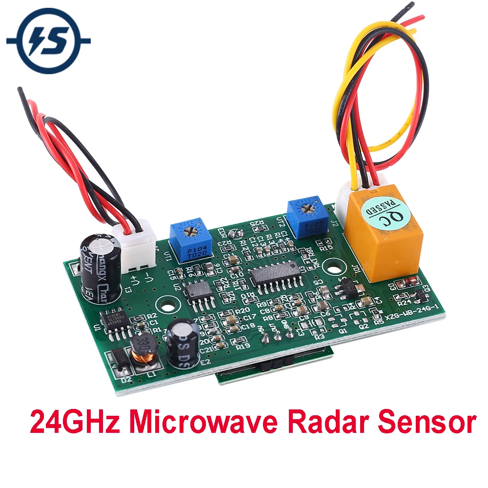 24GHz 24.125GHz Microwave Radar Sensor Switch Adjustable 1-300S Delay Time 110 Degree Sensing Angle Distance DC 8-25V