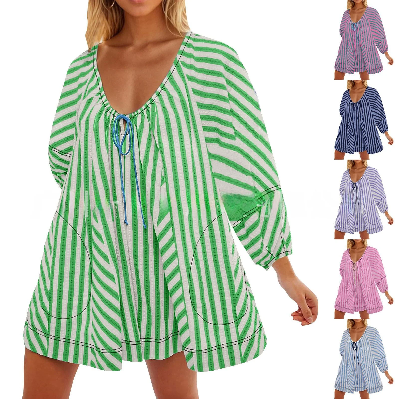 

Женский облегающий комбинезон в полоску с глубоким вырезом, средней посадкой и брюками 3/4, без бренда, коллекция Осень 202