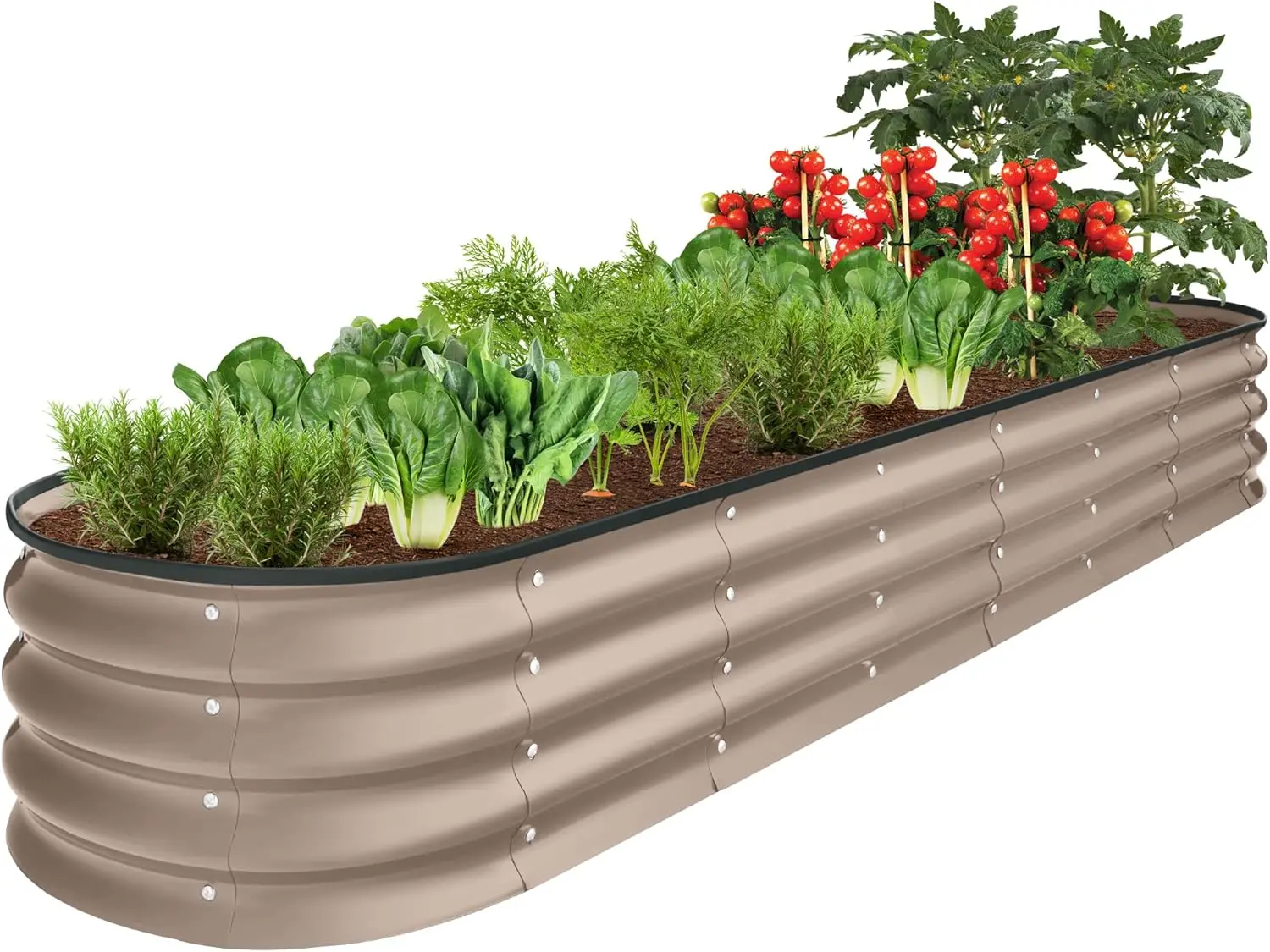 

8x2x1ft Outdoor Metal Raised Garden Bed, Oval Deep Root Planter Box for Vegetables, Flowers, Herbs, and Succulents w/ 108 Gallon