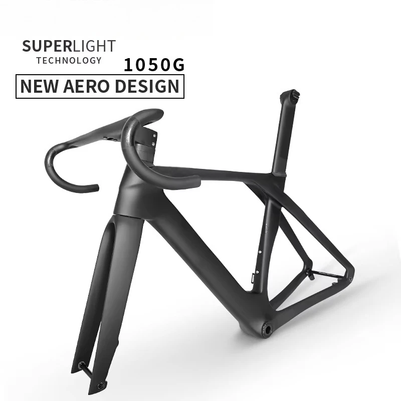 

All Carbon Road Bike Frame, Hidden Cable Routing, Disc Brake Support, BSA T47 Di2 Compatible Frameset with Matching Handlebars