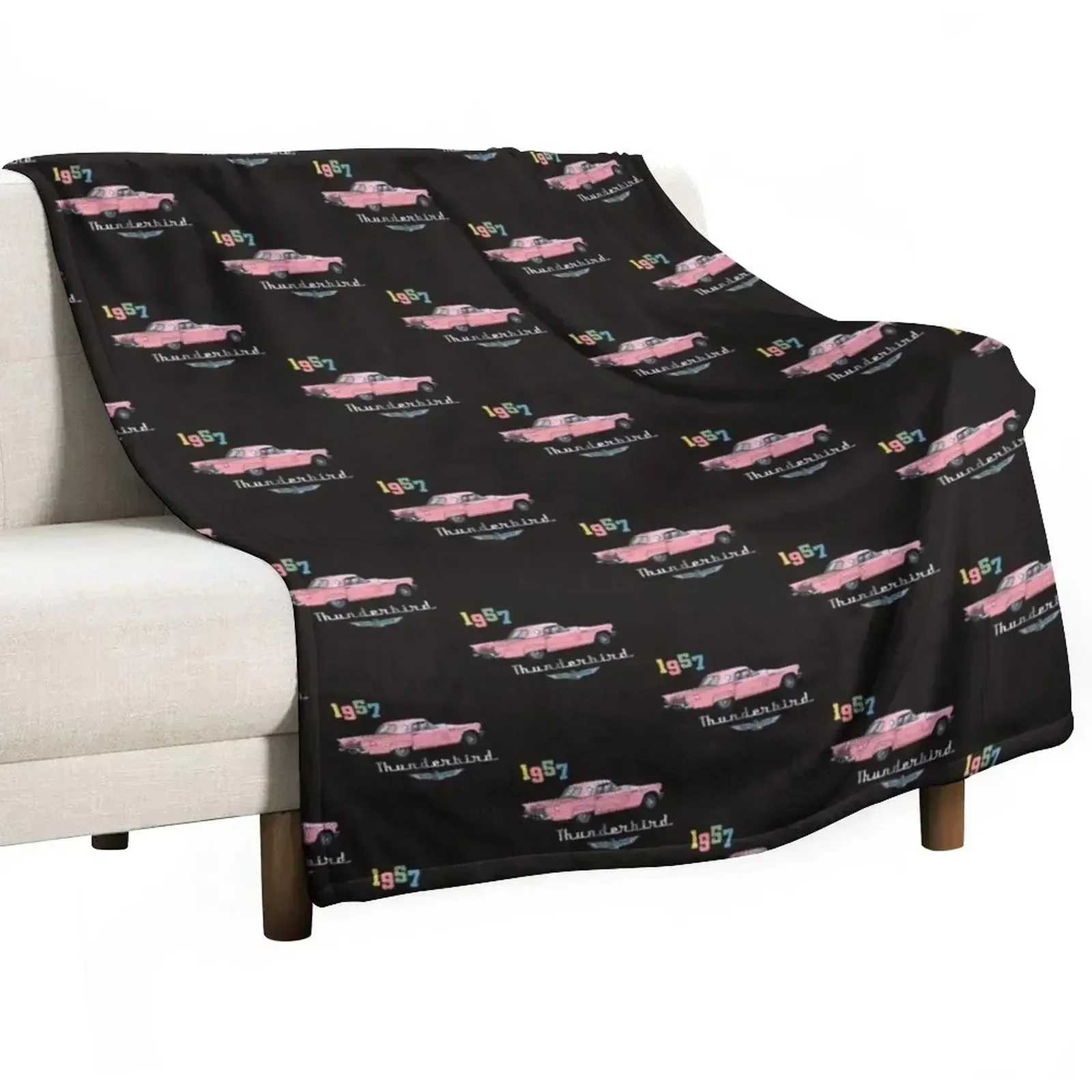 

1957 Thunderbird Throw Blanket Furrys Hairys Plaid on the sofa Blankets