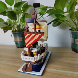 Jo novo construído oceano navio pirata plástico modelo 3d blocos de construção para adultos menino micro mini tijolos brinquedos kits veleiro guerra decoração 12 principais vendas barco da moana - №12