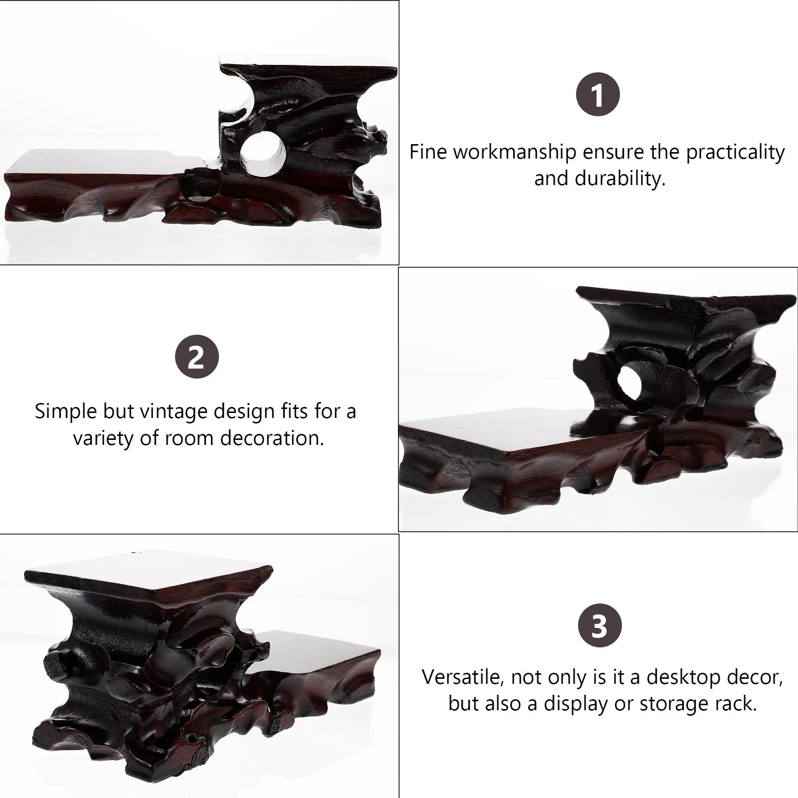 

Wooden Craft Shelves Display Base Storage Rack Vintage Design Desk Decor Tea Pot Cup Holder Jade St ArtwareBracket