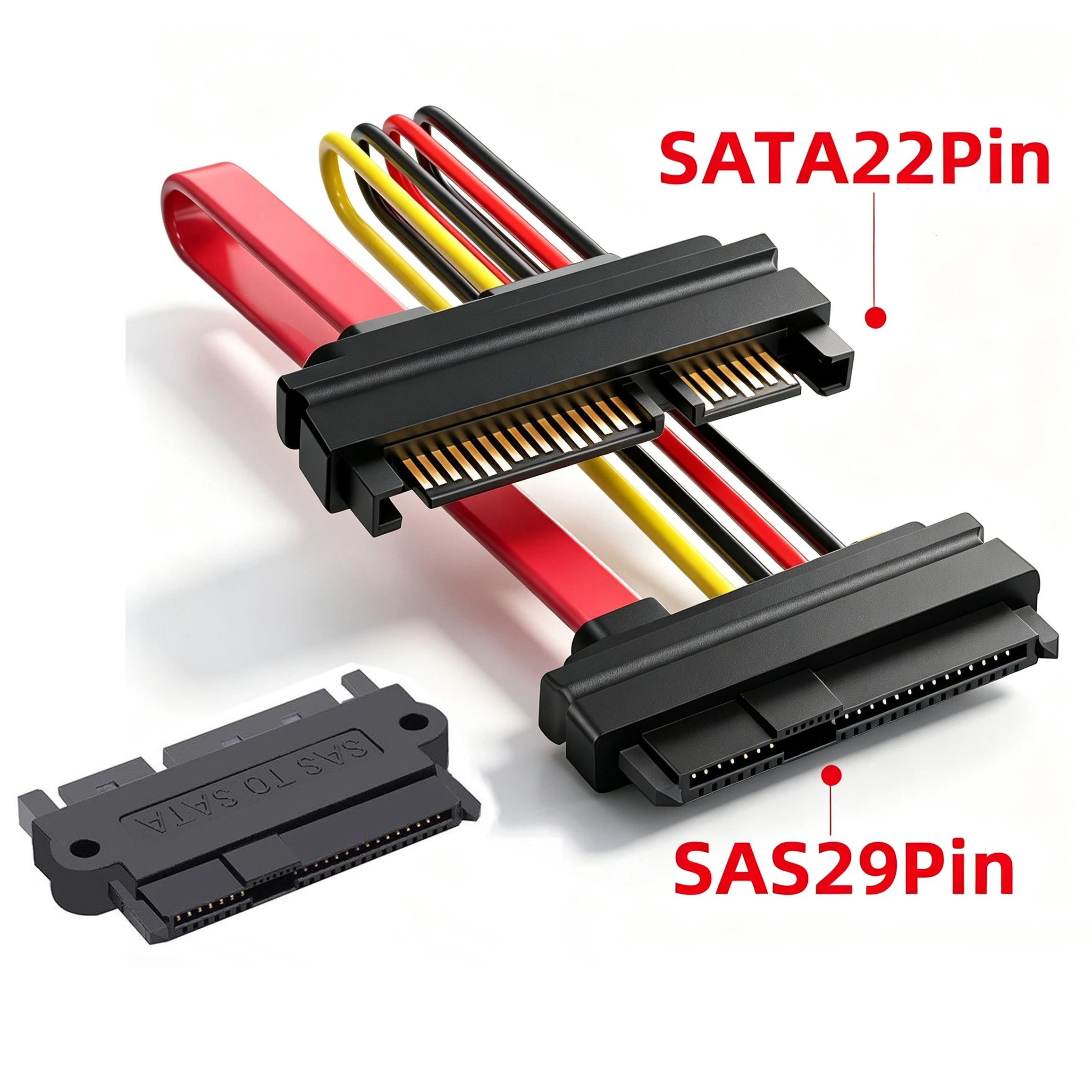 SAS SFF-8482 29Pin to SATA 7Pin Data + 15Pin Power Adapter Cable for SATA-Compatible SAS Hard Disk Drive Motherboard RAID