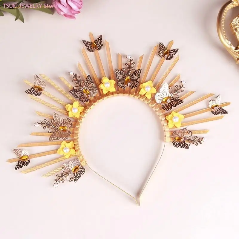 62KE Stylish Gold Medusas Headpiece Tiaras Crown Fashion Accessory for Women’s Mythology Themed Costumes Celebrations