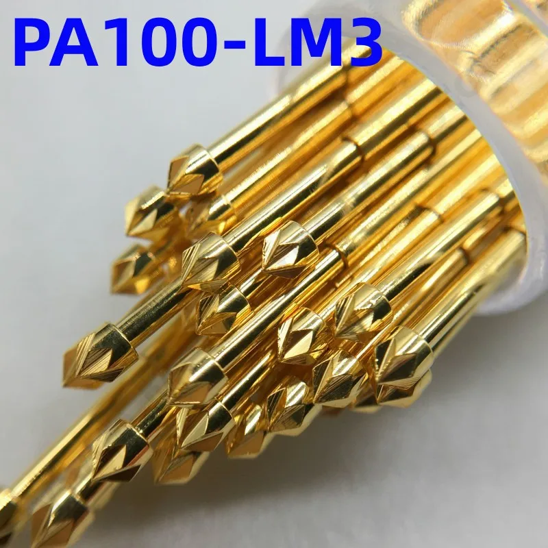 100PCS PA100-LM3 Spring Test Probe PA100-LM Test Pin P100-LM3 P100-LM 33.35mm Needle Dia 1.36mm Pogo Pin Gold Head Dia 1.80mm