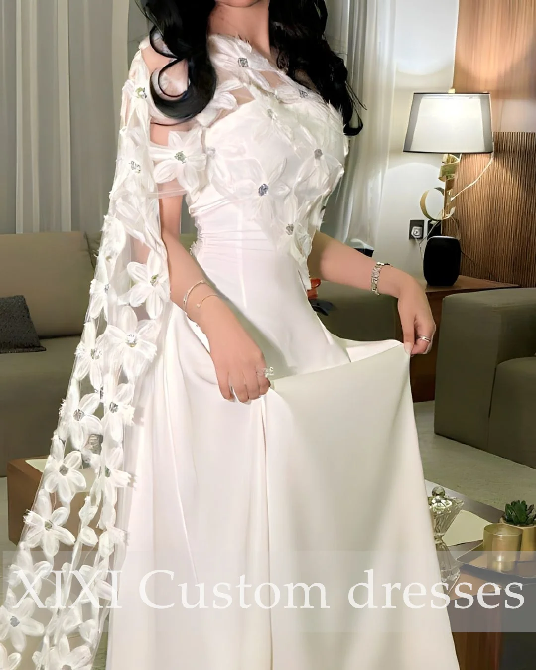 XIXI فساتين سهرة A-Line Strapless Floor-Lengt Lace Zipper Up Sleeveless Wedding Party Dress Dresses For Special Events