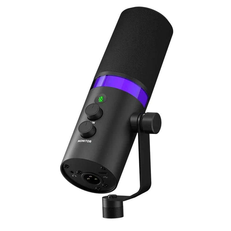 Micrófono profesional dinámico para juegos RGB, microfonexlr/USB para Podcasting, grabación, Gamng, Live Streami