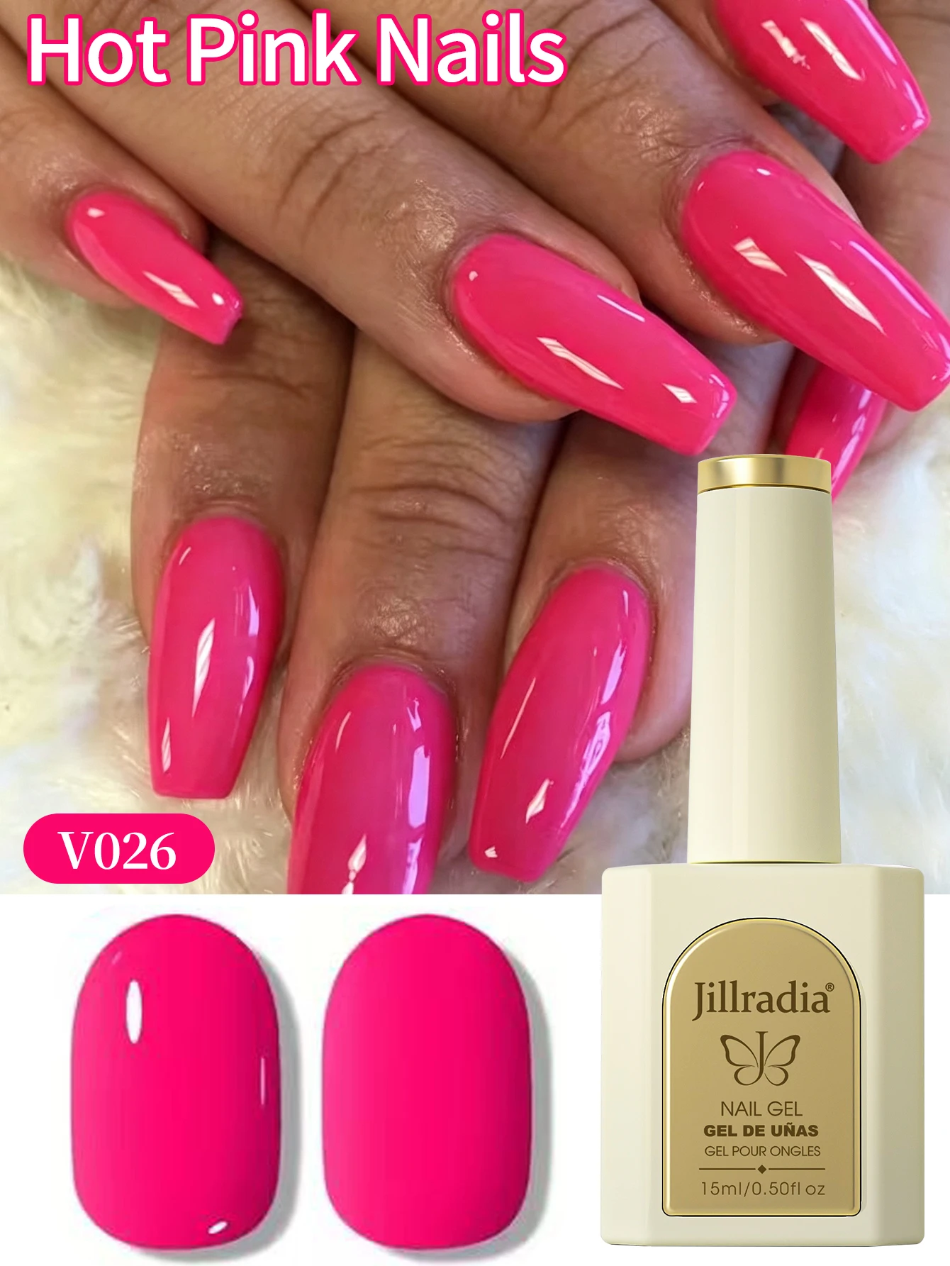 1pc 15ml Hot Pink Gel Nail Polish Starter Pure Soak Off No Wipe Nail Gel Polish Suitable For All Seasons