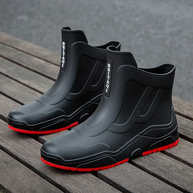 

New Men's Waterproof Rain Boots, Fashionable Couple Anti Slip Rain Boots, Low Cut Short Tube Rain Boots for External Wear