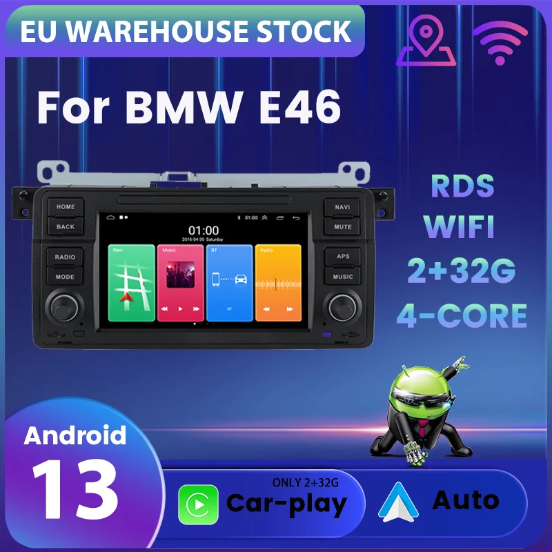 EU Warehouse 2Din Car Multimedia Player For BMW E46 M3 Rover 75 Coupe 316i 318/320/325/335 MG ZT Android 13 Car-play Auto BT GPS