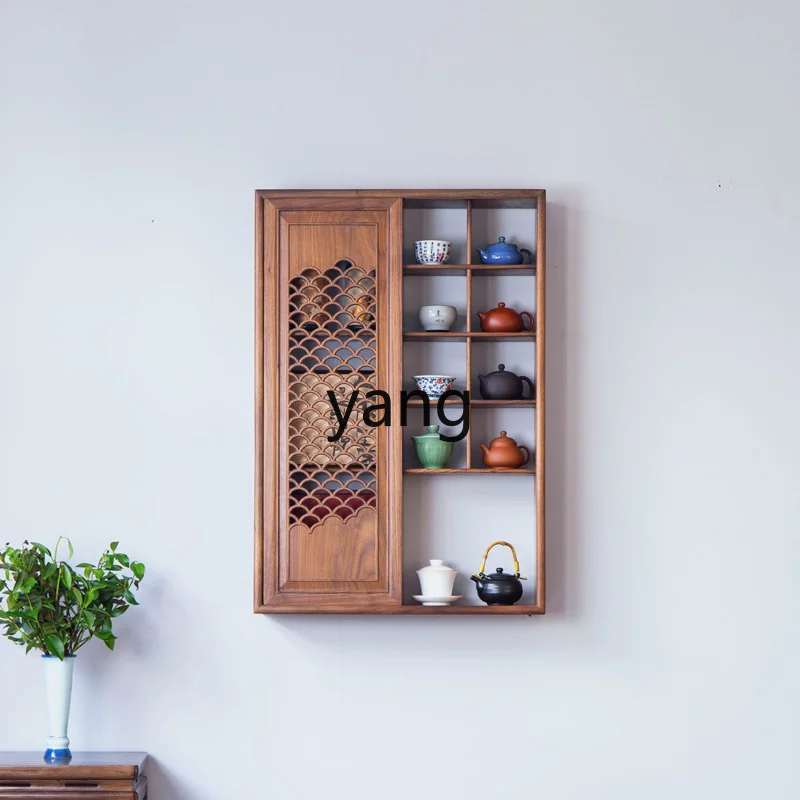 xyy furniture wall-mounted bogu frame wall-mounted duobaoge solid wood teacup holder