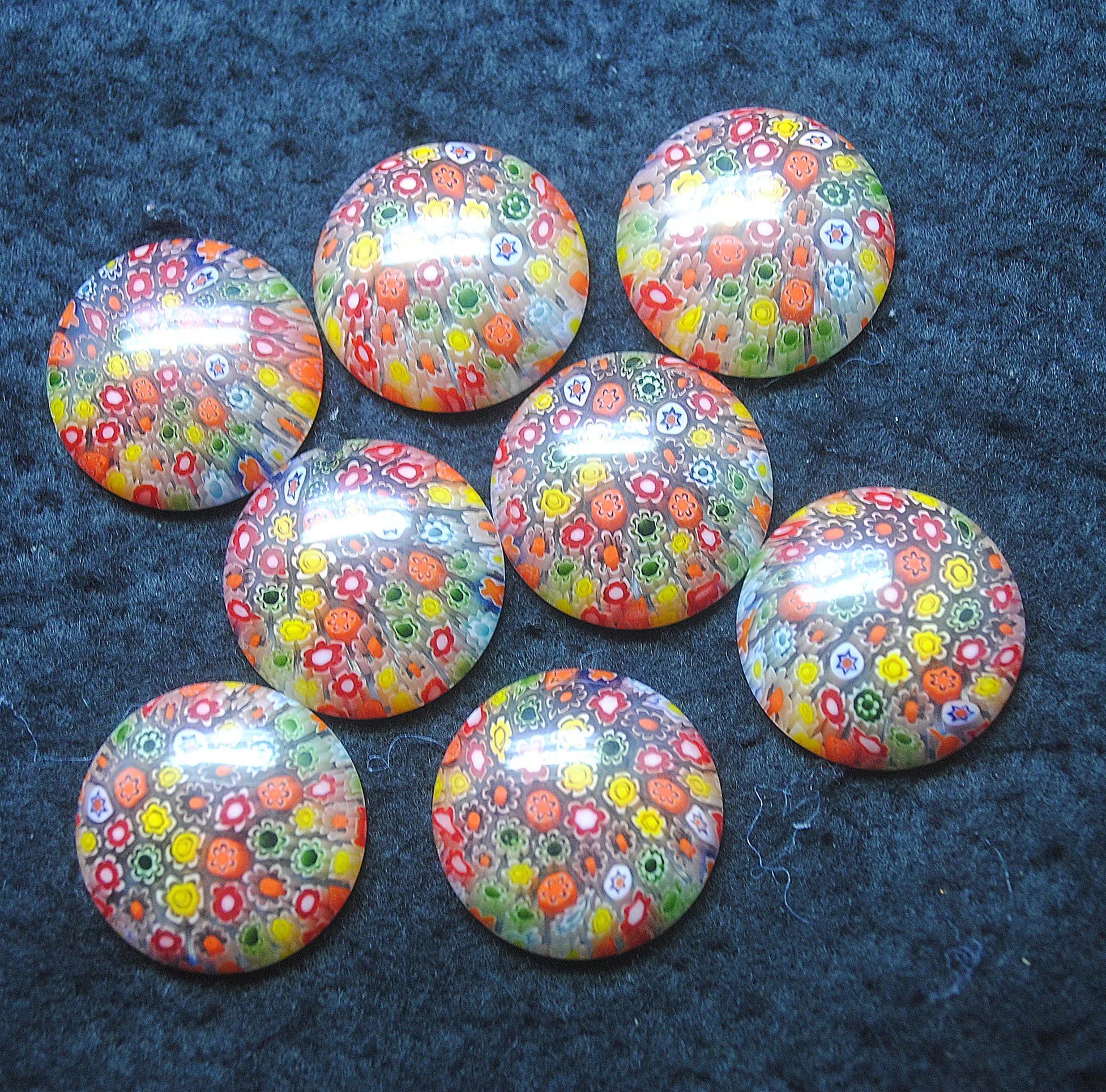 

5PCS New Orange Glass Cabochons Round SHAPE 25MM Loose Beads Cabs Import Millefior Glass Top Popular Items