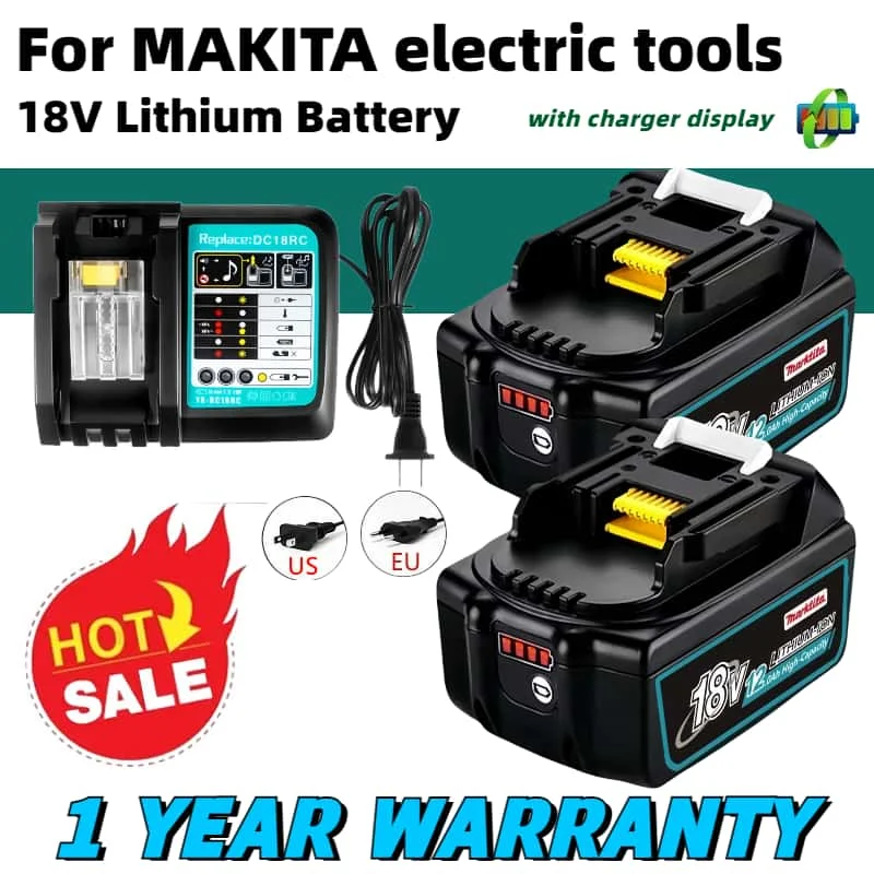 100% Original 12.0Ah for Makita 18V Battery for DTD173 BL1830B BL1850B BL1850 BL1840 BL1860 BL1815 Replacement Lithium Battery