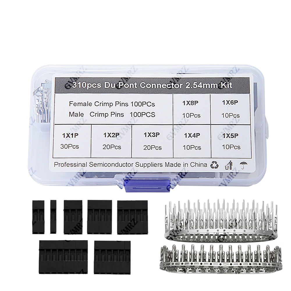 310 PIÈCES/BOÎTE Câble de raccordement Dupont mâle+femelle 2,54 mm, Boîtier de connecteur 1/2/3/4 broches, Kit électronique DIY 310 pièces 5/6/8 broches
