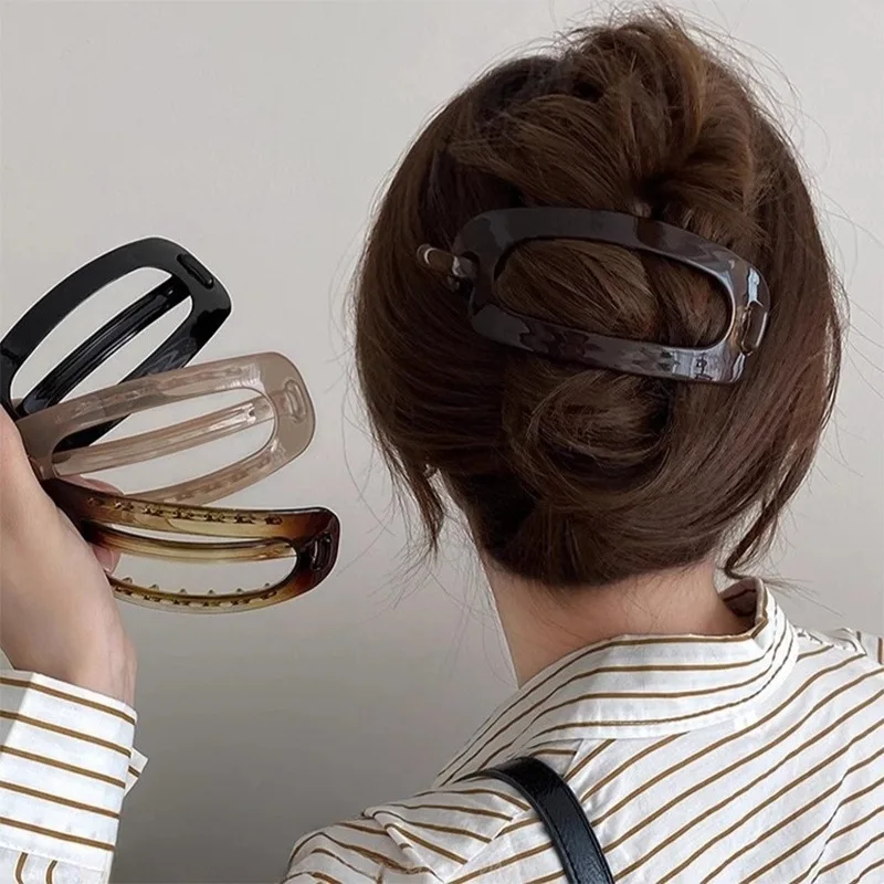 

Модная овальная заколка-краб для волос 12 см для женщин, новый дизайн, леопардовый принт, изогнутая плоская заколка-зажим, акриловые аксессуары для укладки волос