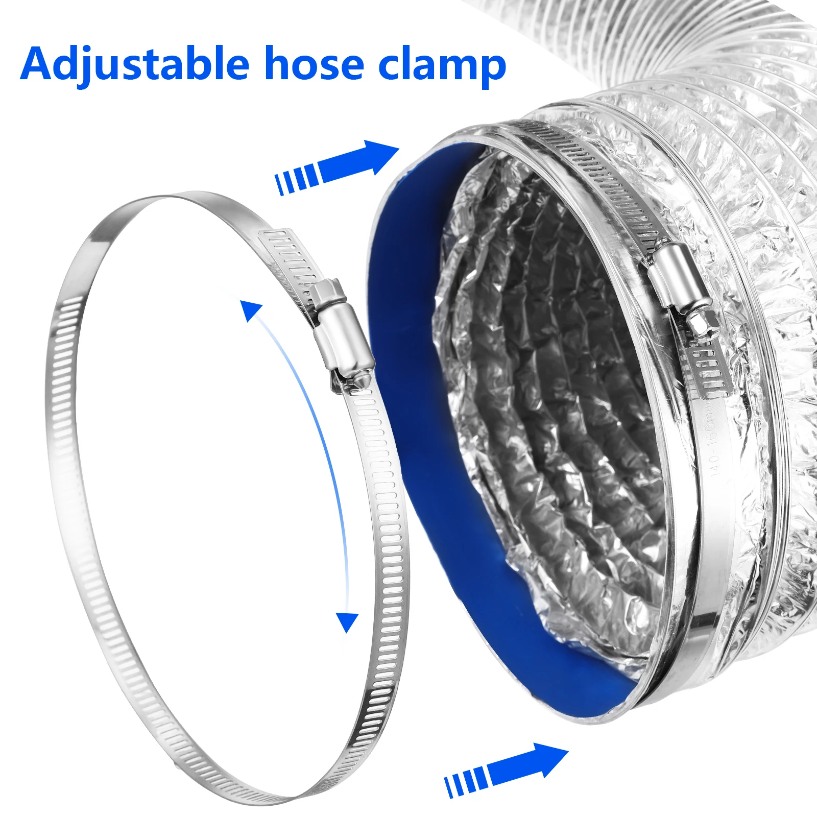 

Flexible Dryer Vent Hose Aluminum Foil Ducting Heat Resistant Air Exhaust Duct Bendable Adjustable Clamps Tape Included Sealing