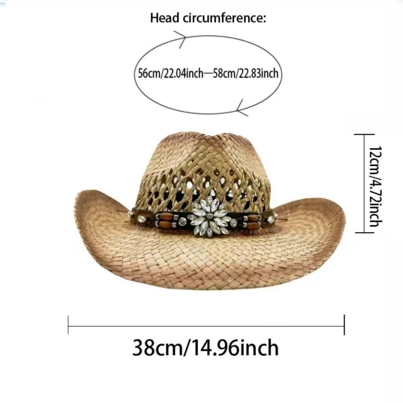 قبعة أزياء الهالوين من HongLuan Starw للبالغين، قبعات رعاة البقر بحجر الراين للمرأة، إكسسوارات كاوبوي التنكرية النسائية وقبعة راعية البقر #5