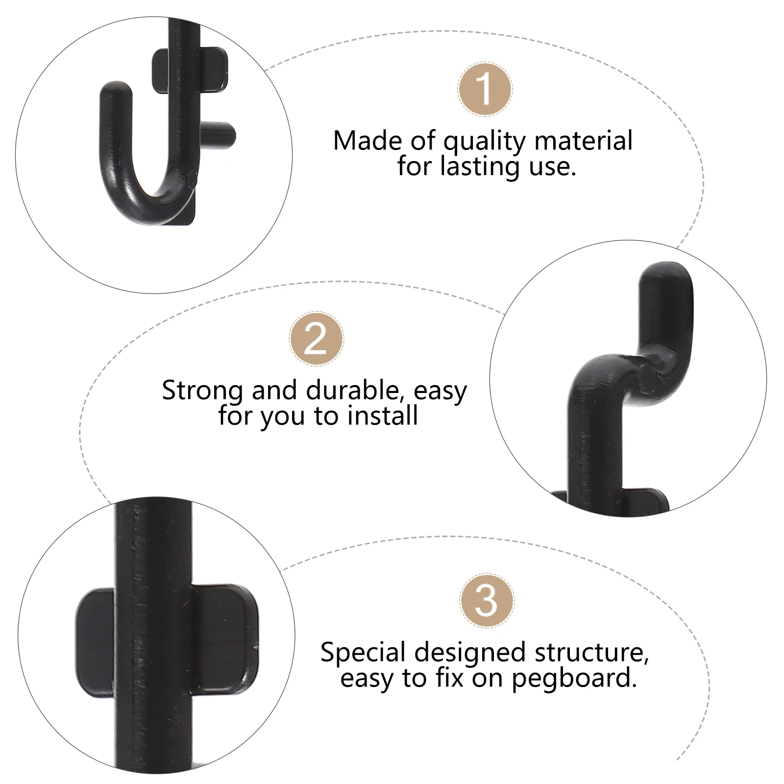 

50pcs Pegboard Hooks Storage Replacement J Shape Shelf Hanger For Peg Board Organizer Workshop Garage Hook Metal