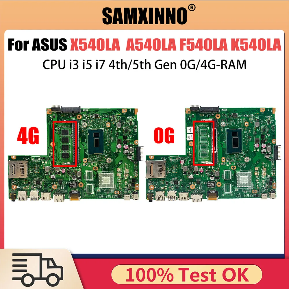 

X540L Mainboard For ASUS X540LA A540LA F540LA K540LA R540LA X540LJ Laptop Motherboard i3 i5 i7 4th 5th Gen CPU 0G 4G RAM