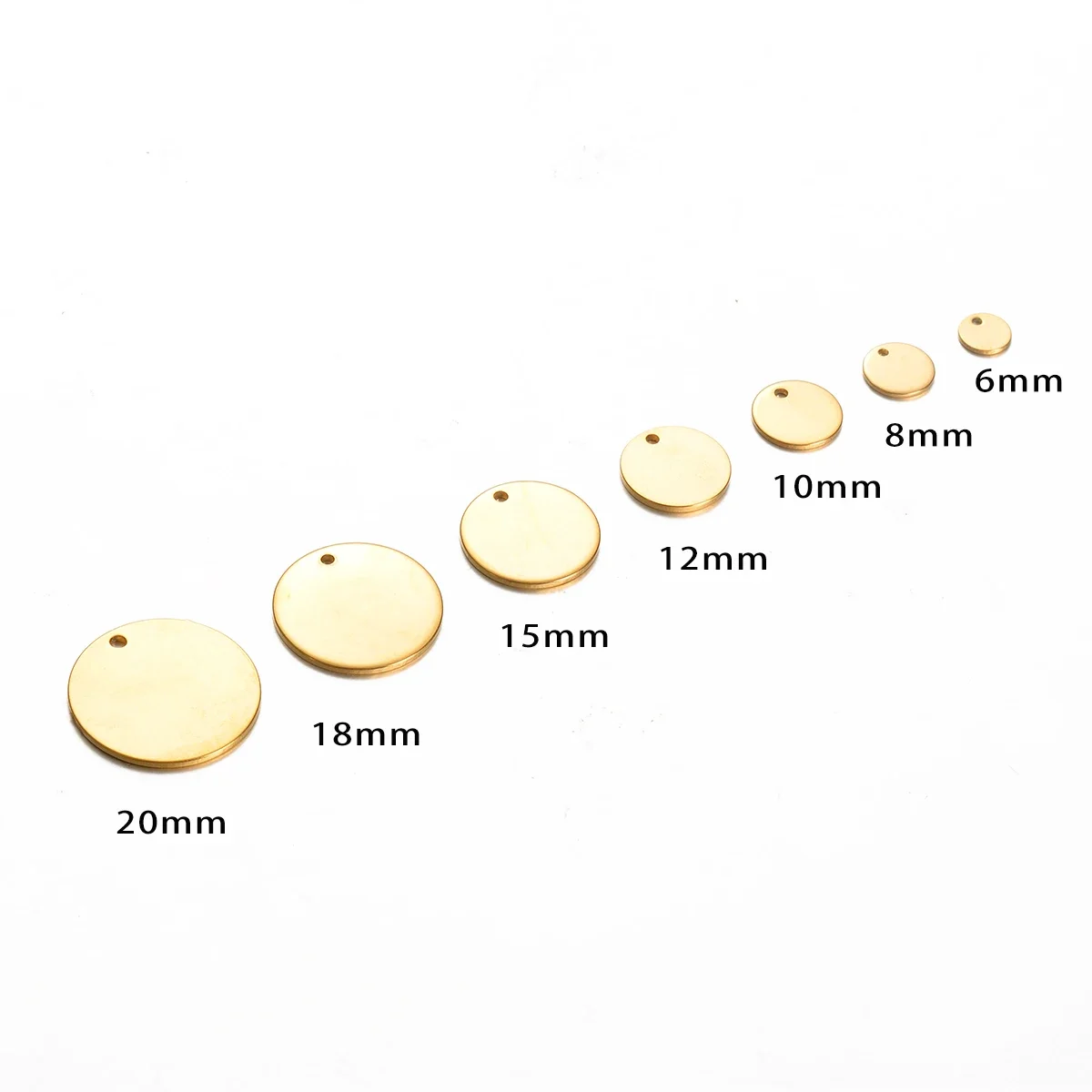 20 Stück/Set Personalisierte Anhänger 6mm/8mm/10mm/12mm/15mm/18mm/20mm Edelstahl Runde Charms für DIY Schmuckherstellung 20 Stück/Packung – Detail 1