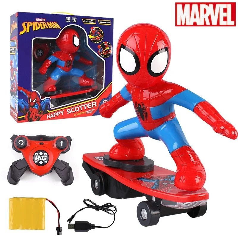 New Kids Anime Spiderman Automatic Flip Rotation Skateboard Acousto-Optic Car Ultraman Electric Music Stunt Scooter Toys Gifts