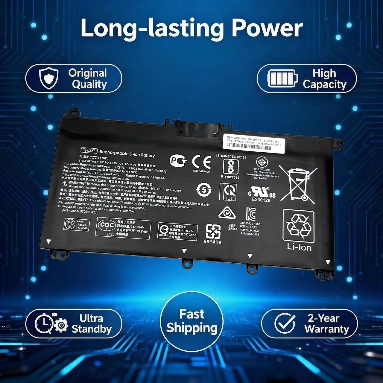 New Origina TF03XL Battery For HP Pavilion 15-CC 14-bf033TX 14-bf108TX 14-bf008TU HSTNN-LB7J LB7X 920070-855 920046-421 TPN-Q191