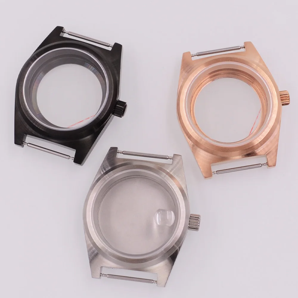 

38mm Rose gold/Silver/Black Watch Case Sapphire Glass Stainless steel case FIT NH35 NH36 PT5000 ETA2824 ST2130 Movement