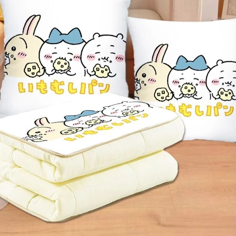 Anime Cartoon Kawaii Chiikawa Pillow Quilt Dual Use Multifunctional Car Air Conditioning Office Soft Skin-friendly Easy To Store