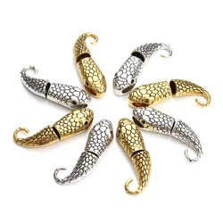 10pcs/lot 7mm Snake Head Shape Clasps Hooks Gold Silver Color Metal End Caps For Connector DIY Jewelry Making  Leather Bracelet